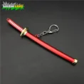 red and white demon slayer japanese katana keychain