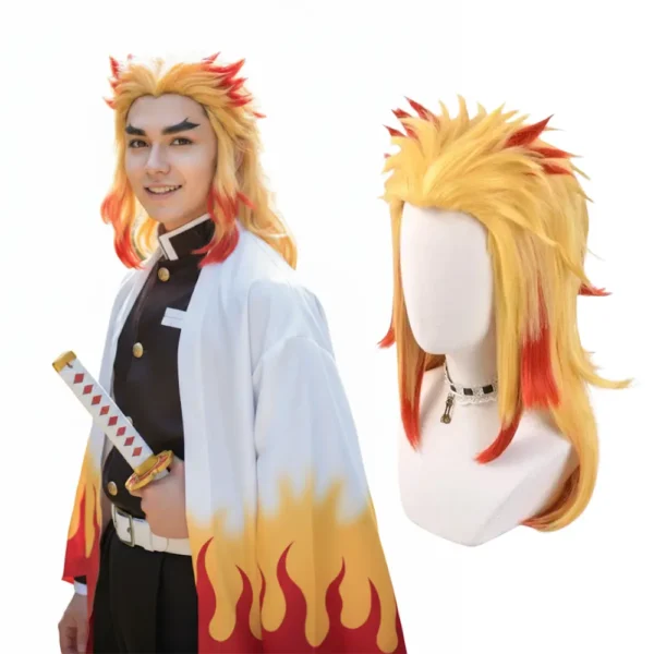 Rengoku Wig with Cosplayer Rengoku Wig with Cosplayer